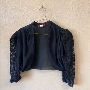 Vintage 90's black lace sleeve bolero size L